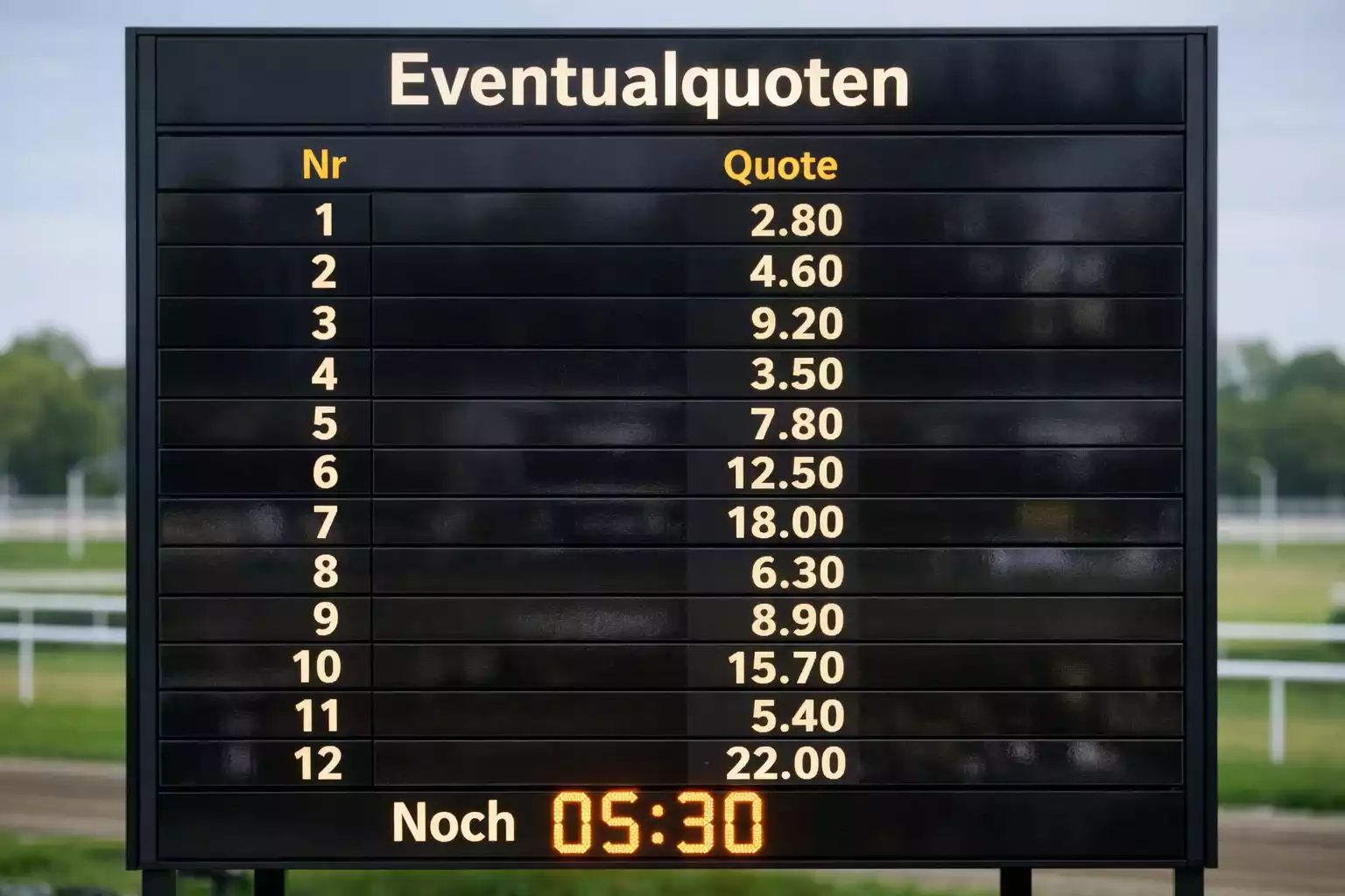 Eventualquoten auf der Anzeigetafel – Live-Quotenänderung