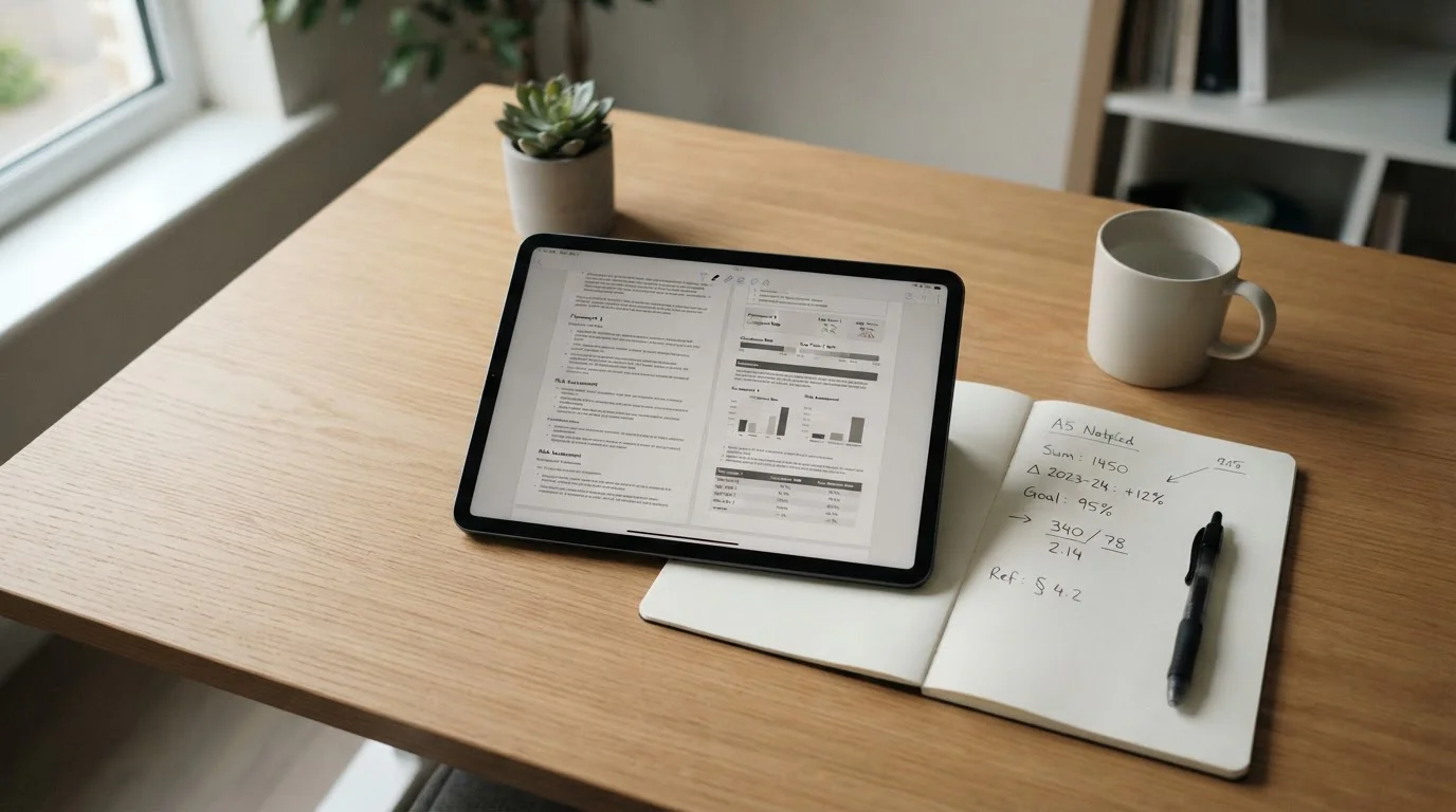 Dokument mit Lizenz-Informationen und Limit-Berechnungen auf Schreibtisch