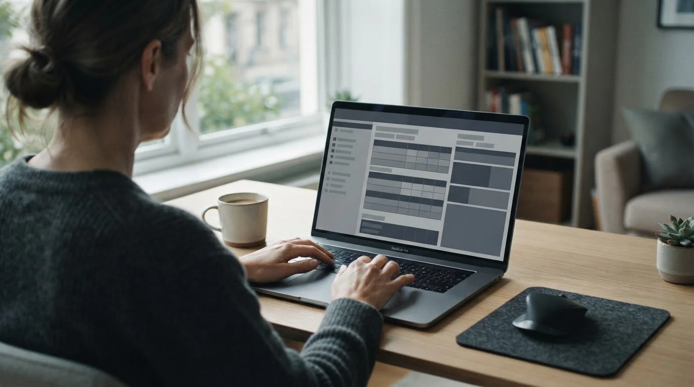 Laptop mit neutraler Wettplattform-Oberfläche auf Schreibtisch, der die Thematik anonymer Sportwetten ohne Registrierung darstellt