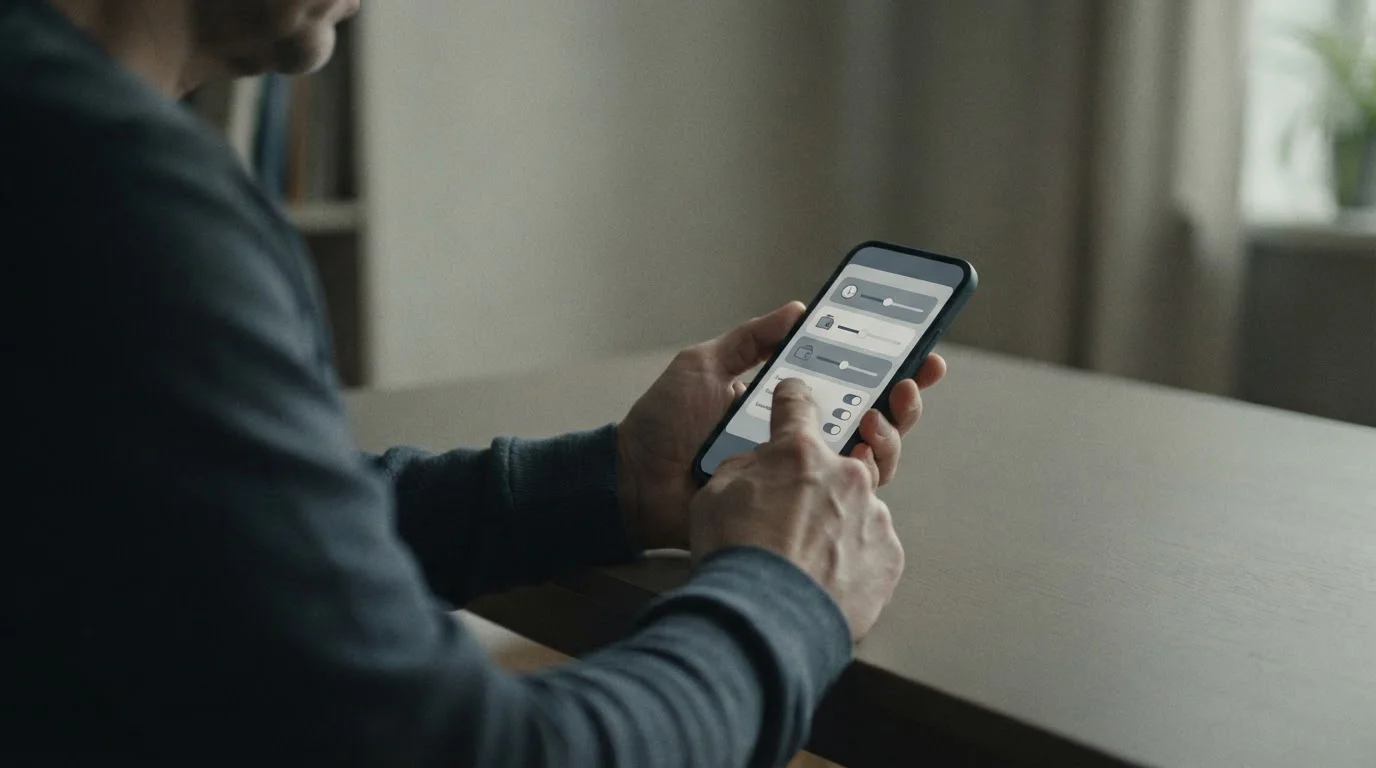 Person setzt über das Smartphone Einzahlungslimits und Verlustgrenzen in der Wett-App