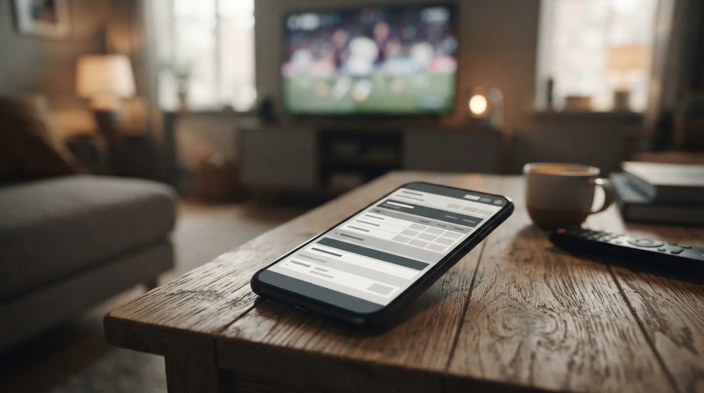 Mobile App mit Live-Wettfunktion auf Smartphone während Sportübertragung