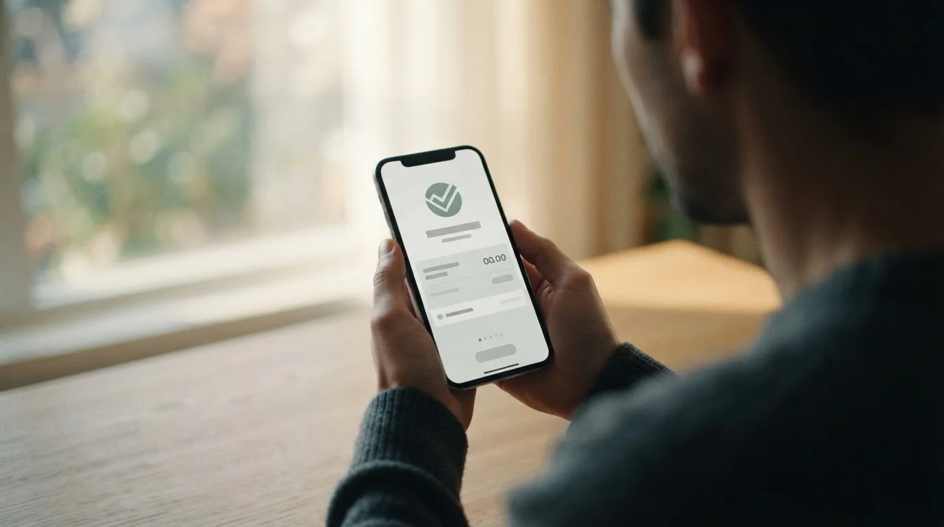 Digitale Zahlungsabwicklung auf Smartphone-Bildschirm mit abstrakten Beträgen