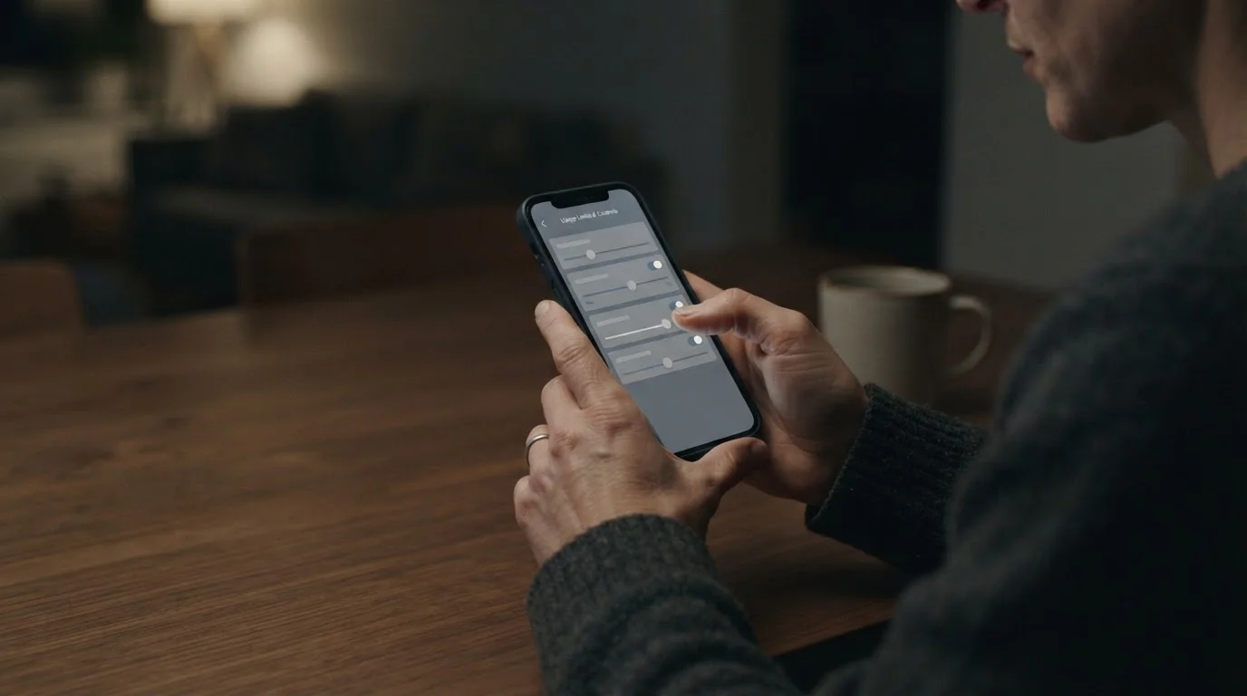 Person setzt Limits in einer Wett-App auf dem Smartphone